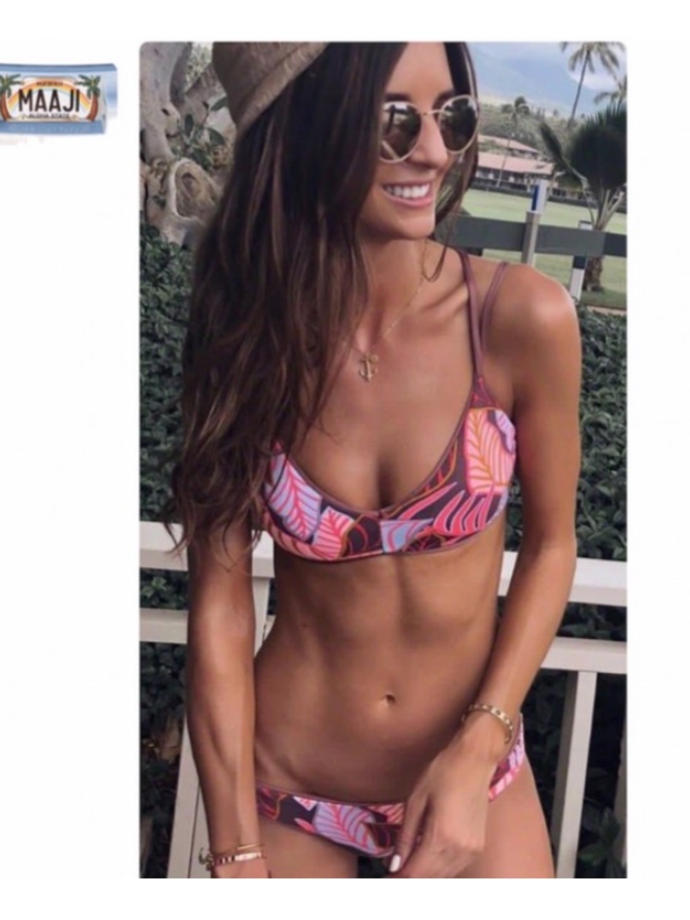 (TOP) Maaji Shimmering Cognac Reversible Bikini Top
